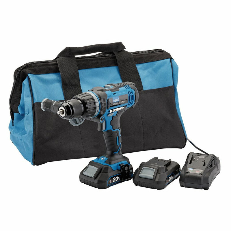 Draper Storm Force® 20V Combi Drill with 2 x 2.0Ah Batteries and Charger